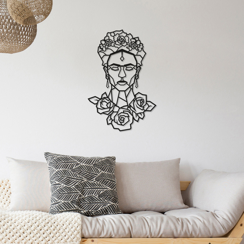 Decortie Black Metal Frida Rose Wall Art Image 2