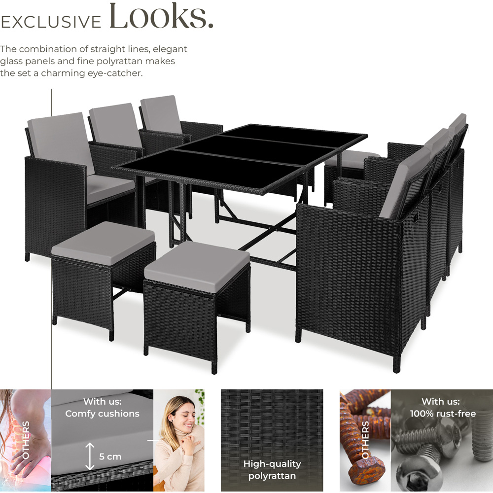 tectake Malaga 10 Seater Black and Grey Dining Set Image 3