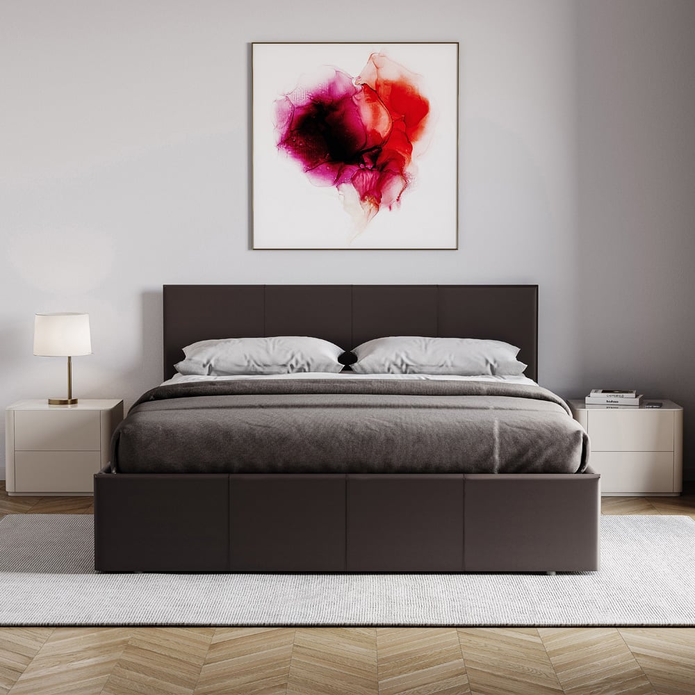 Vida Designs Lisbon King Size Brown Faux Leather Ottoman Bed Image 3