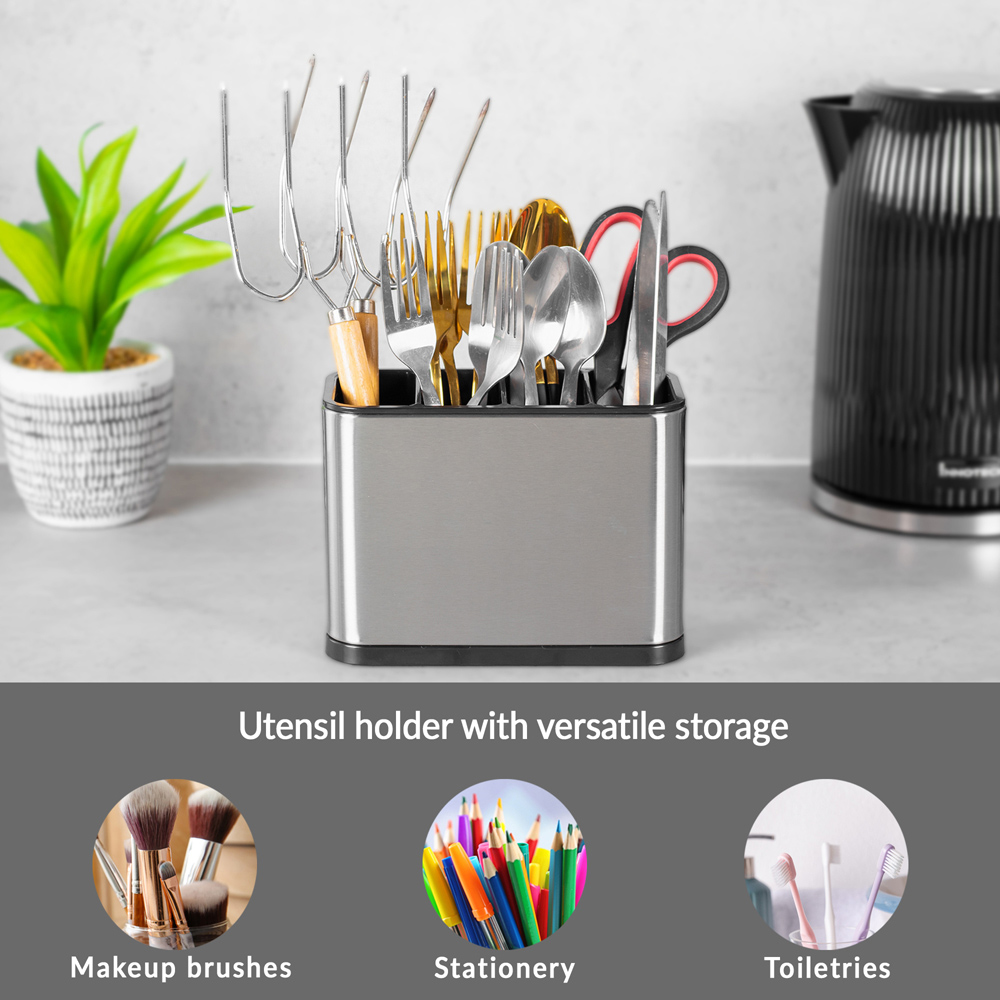 Innoteck Essentials 4 Compartment Stainless Steel Cutlery Holder Image 3