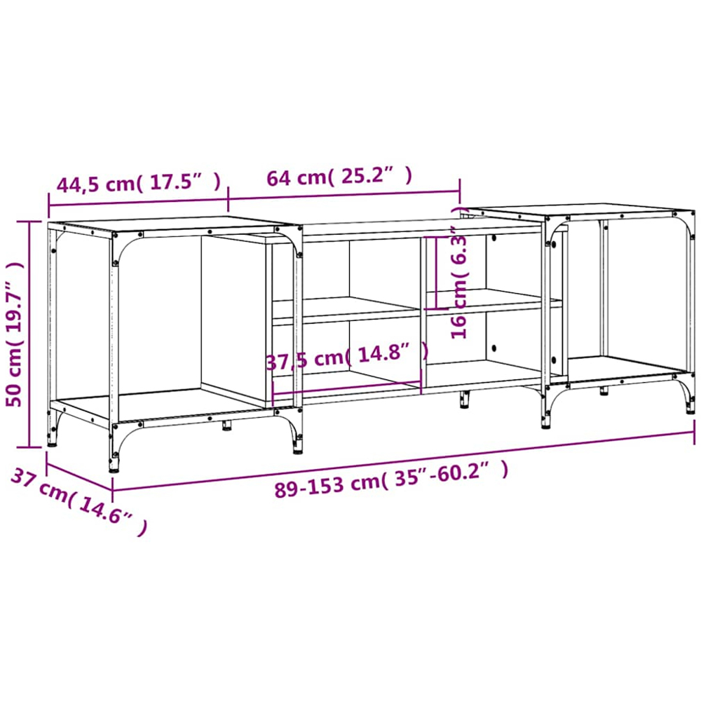 vidaXL 4 Shelf Black TV Cabinet Image 9