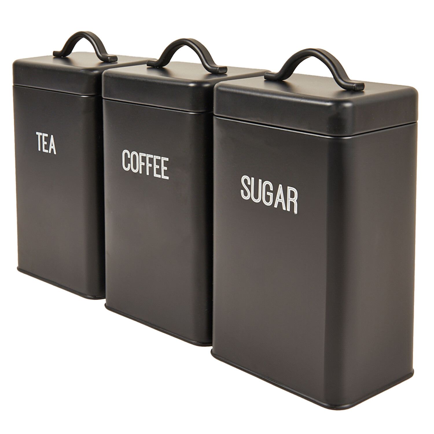 Set of 3 Black Rectangular Canisters - Black Image 5