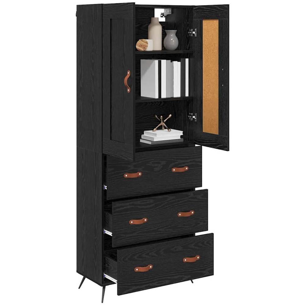 vidaXL 2 Door 3 Drawer Black Oak Sideboard Image 6