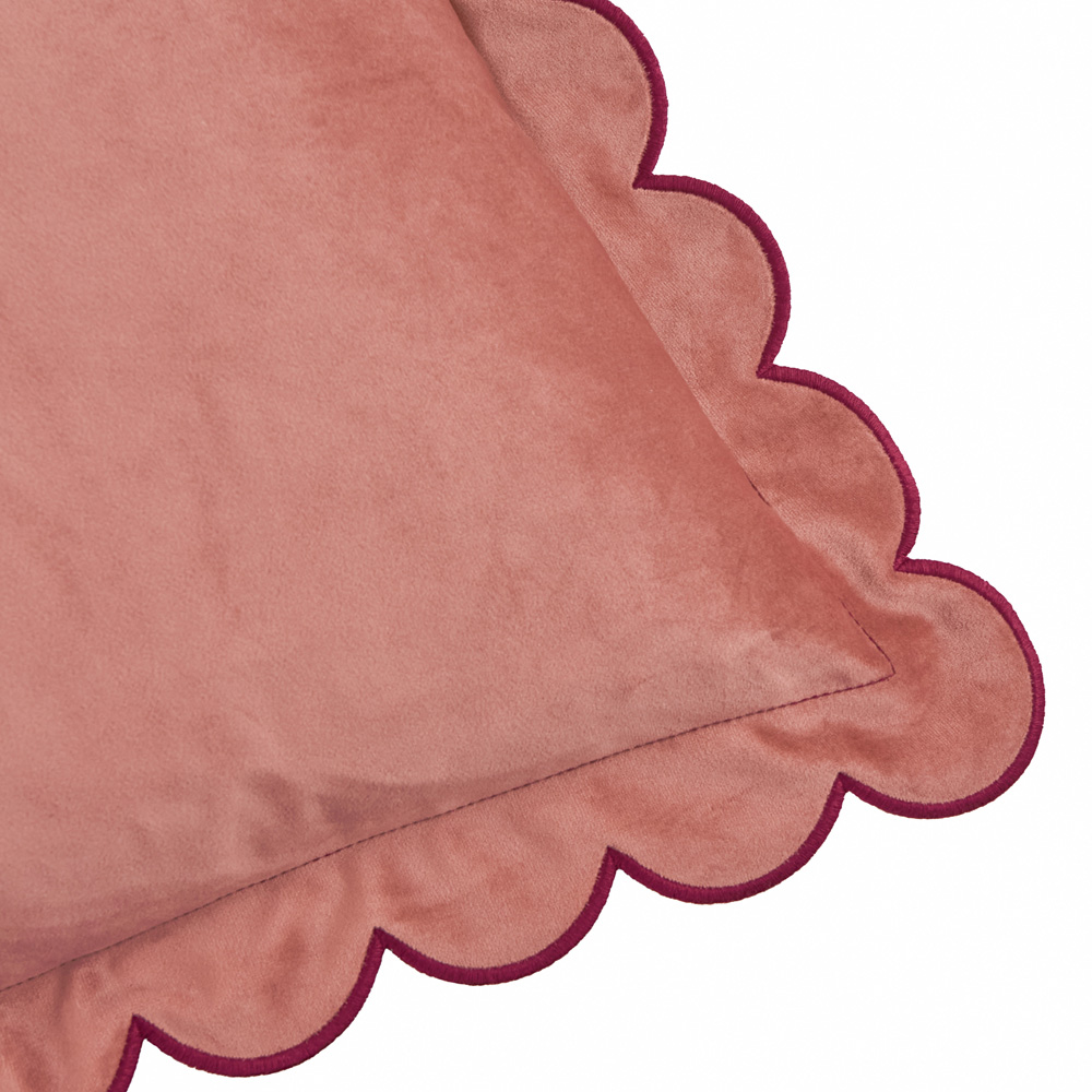 Furn Lil Scallop Slipper Burgundy Velvet Cushion 45 x 45cm Image 2