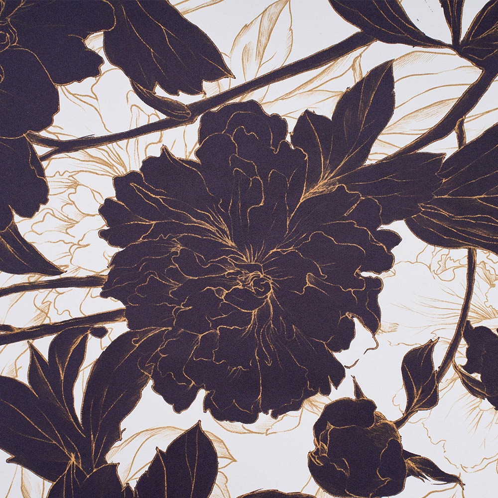 Living and Home Floral Pattern Black and Gold Peel and Stick Wallpaper Image 6