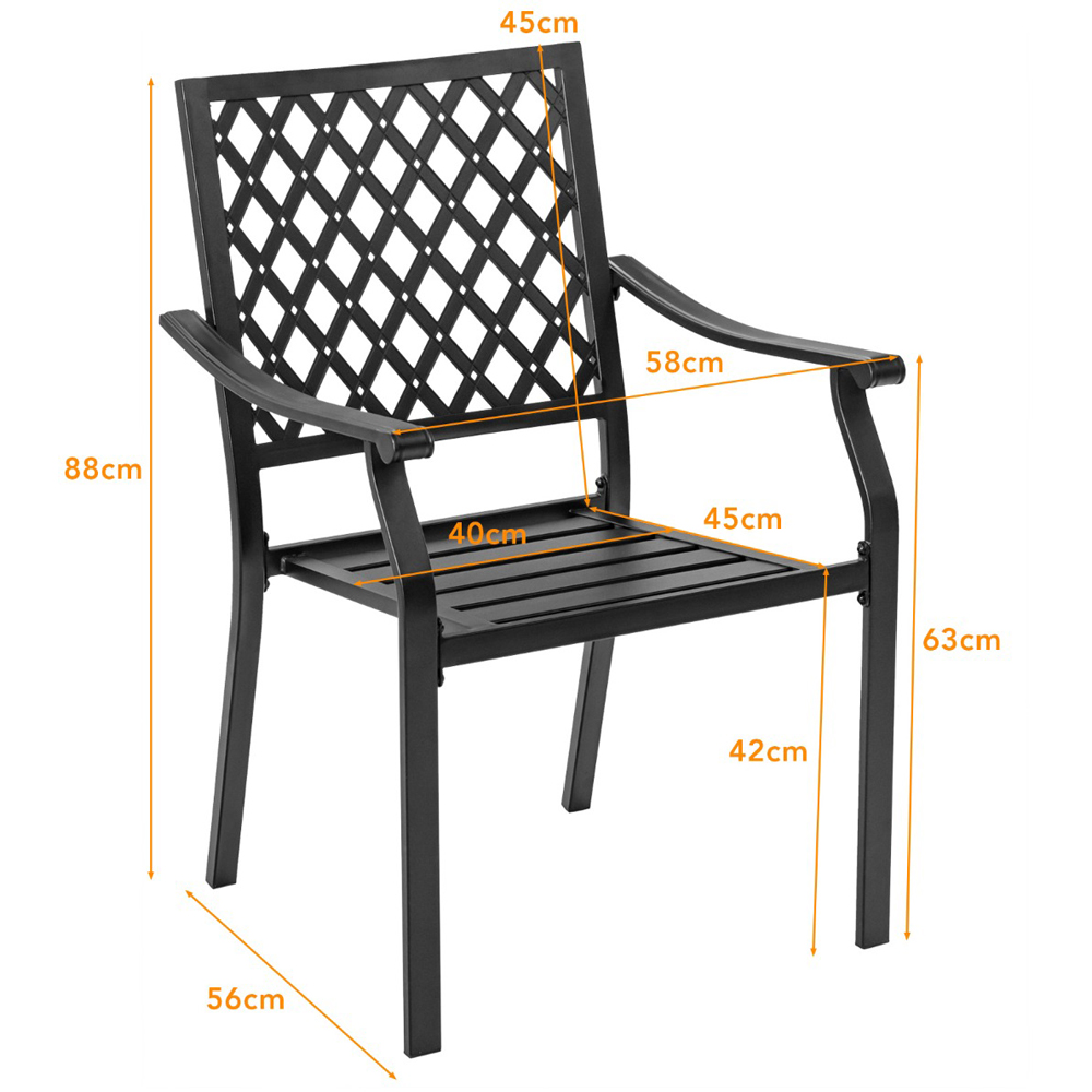 Costway Set of 2 Black Stackable Patio Dining Chair Image 5