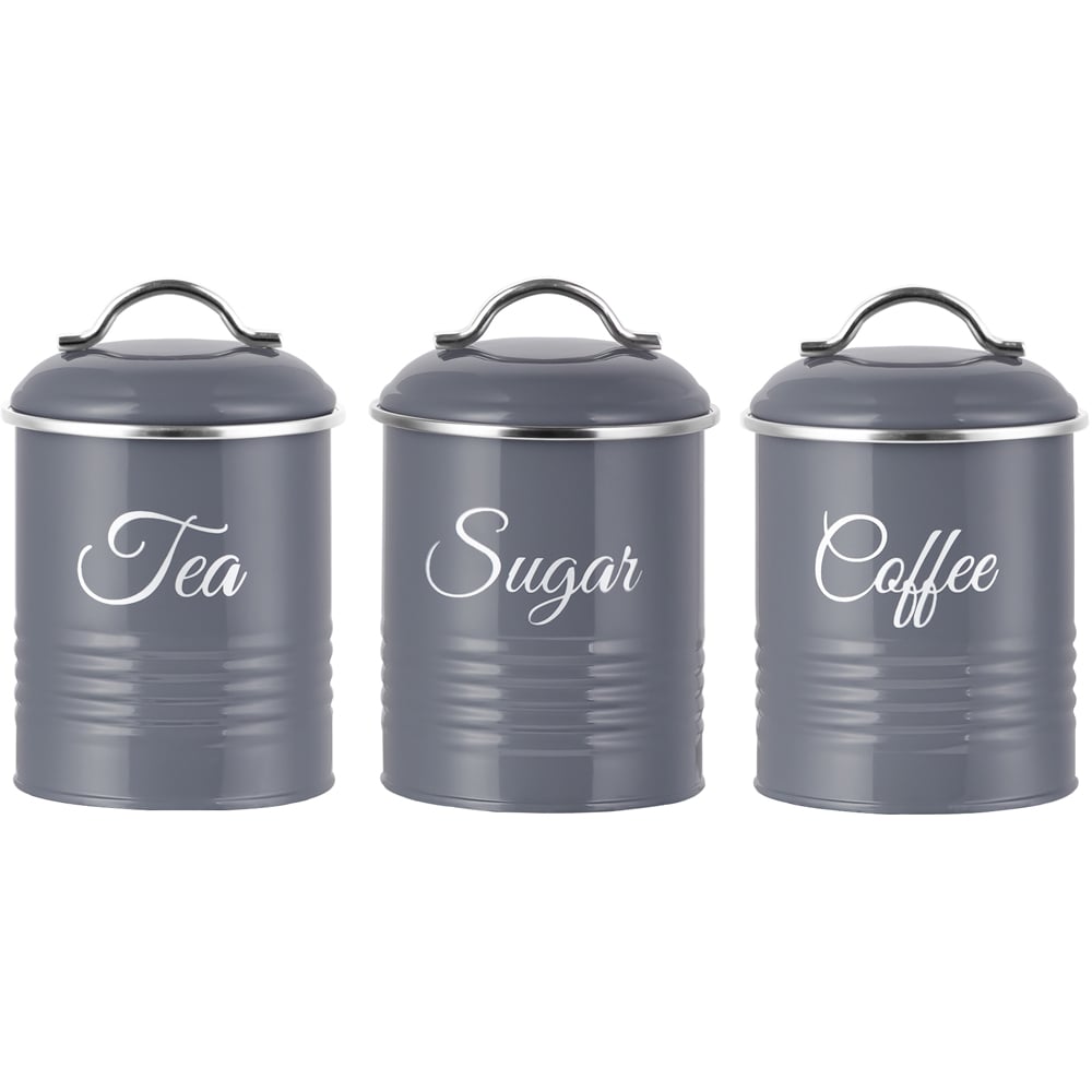 Innoteck Essentials 3 Piece High Gloss Grey Kitchen Canister Set  Image 1