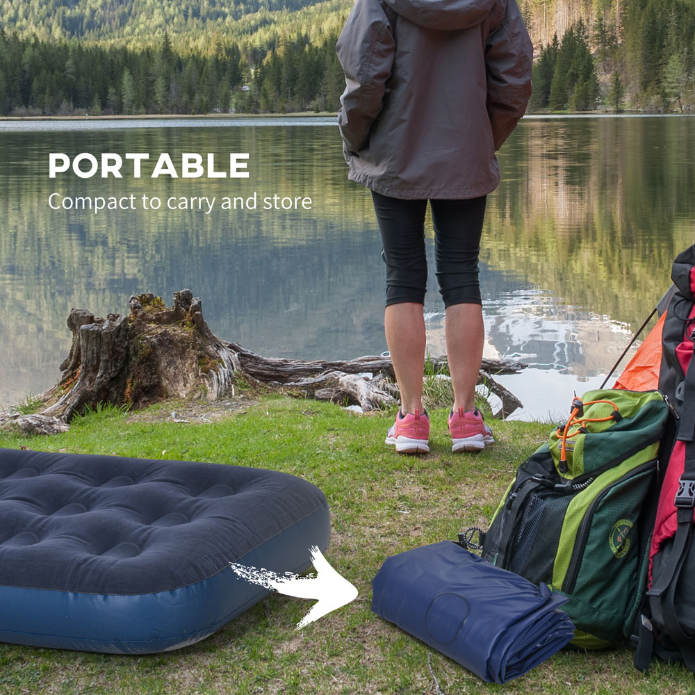 Outsunny Single Blue Portable Inflatable Camping Bed with Flocked Surface Image 7