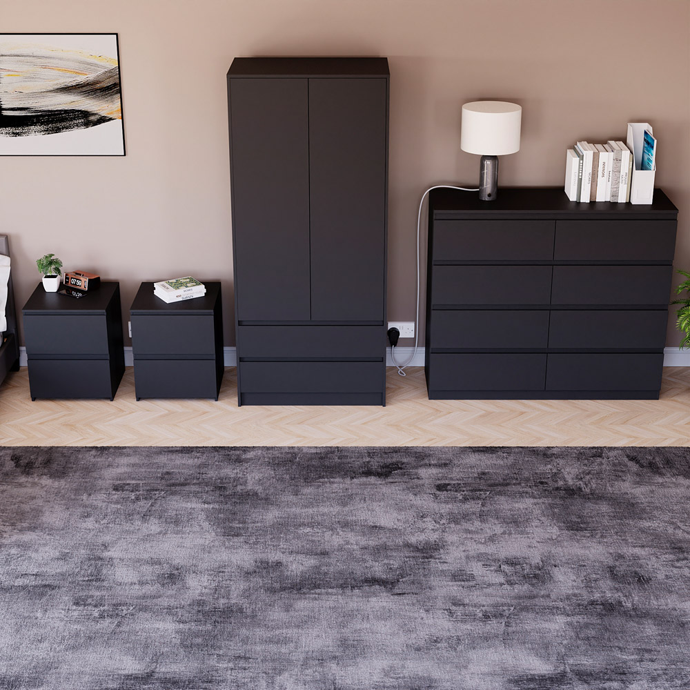 Denver Black 4 Piece Bedroom Furniture Set Image 5
