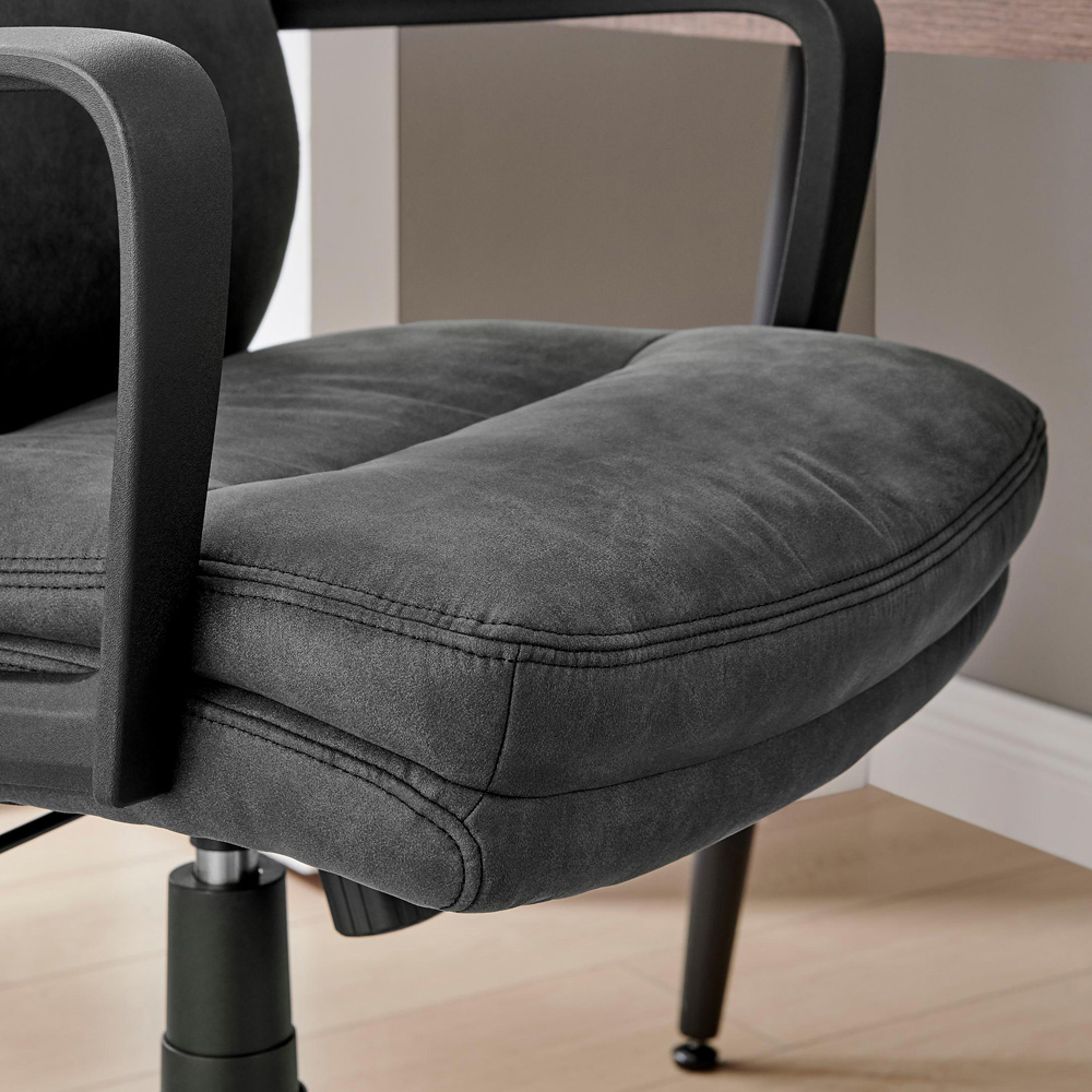 Furniturebox Racicot Black Faux Leather Office Chair Image 3