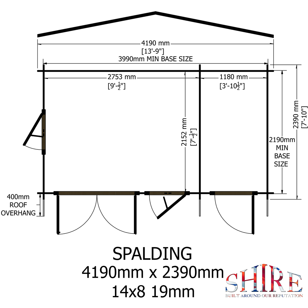 Shire Spalding 14 x 8ft Dual-Purpose Apex Garden Log Cabin with Integral Storage Image 8