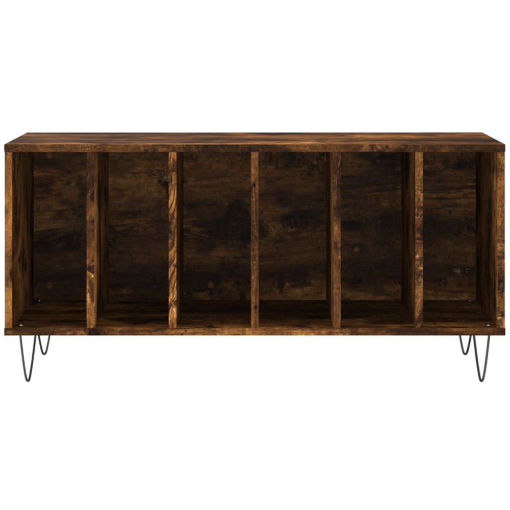 vidaXL 6 Shelf Smoked Oak Record Cabinet Image 4