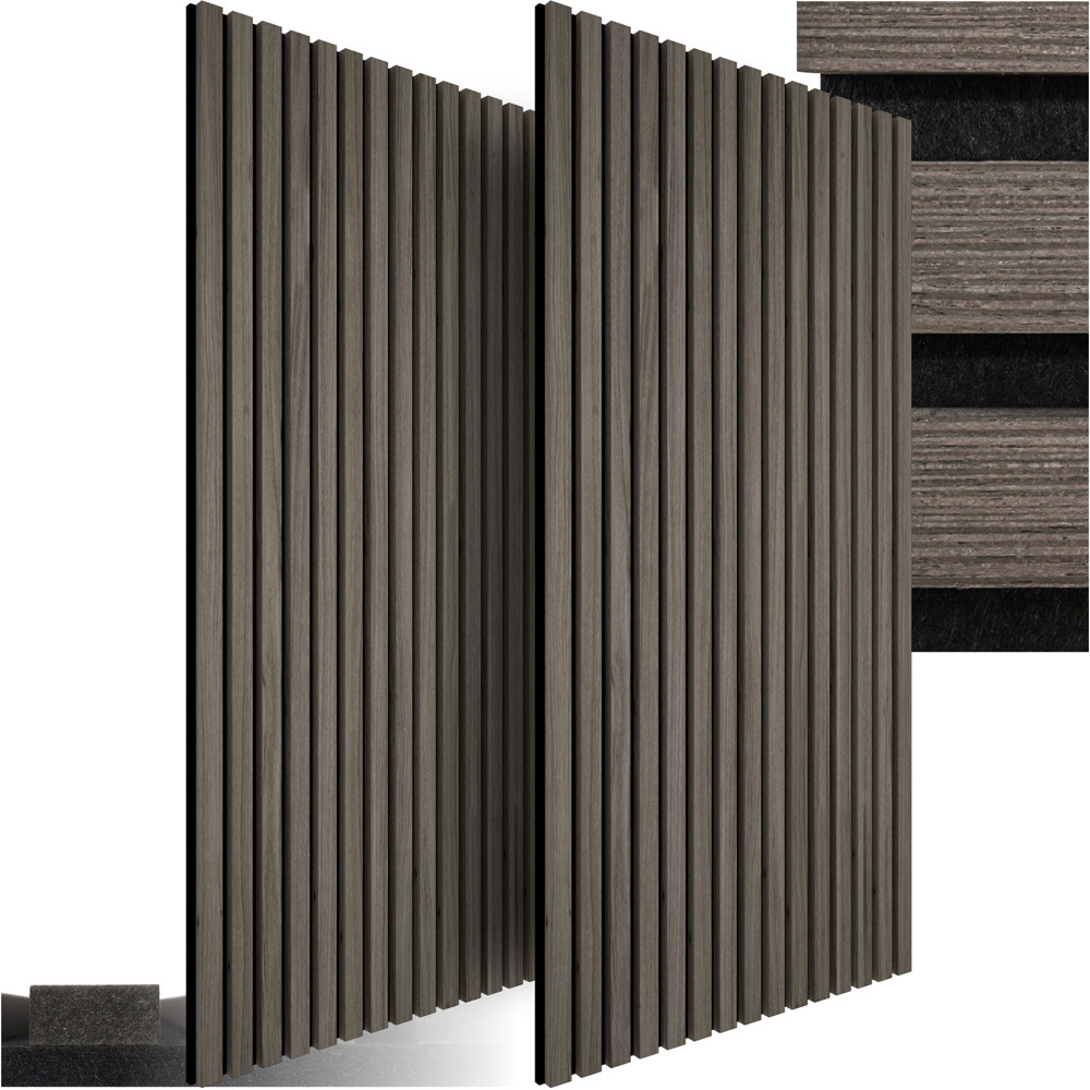 tectake Oak Grey Acoustic Wall Panel Image 3