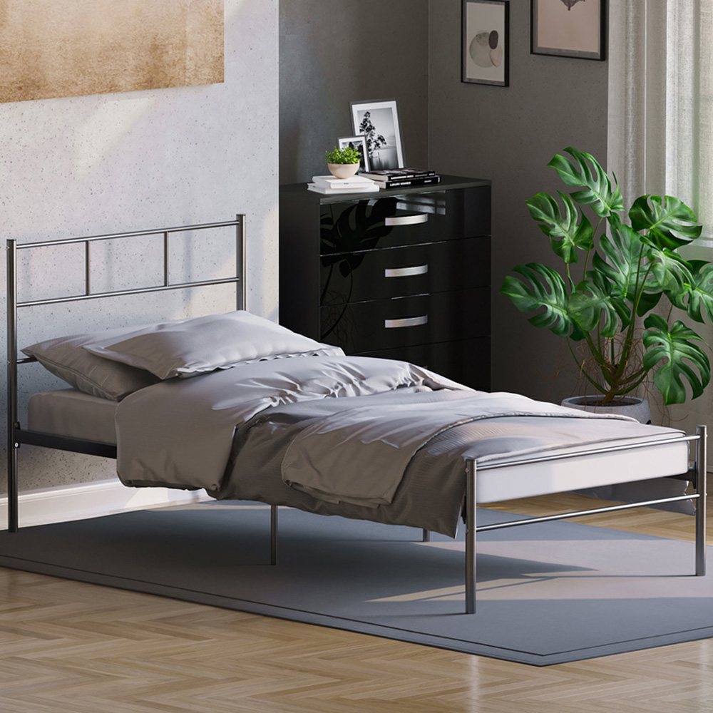 Vida Designs Dorset Single Black Metal Bed Frame Image 1