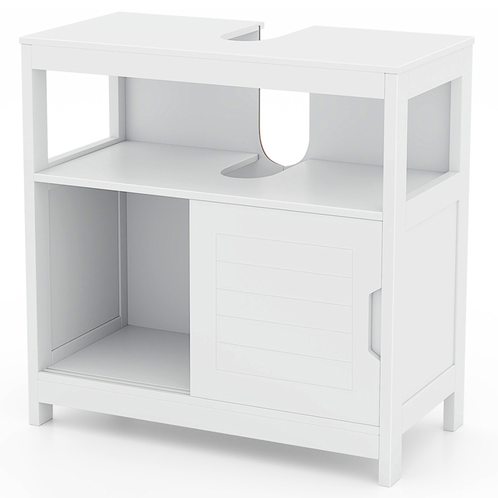 Costway 2 Door Single Shelf White Under Sink Bathroom Cabinet Image 2