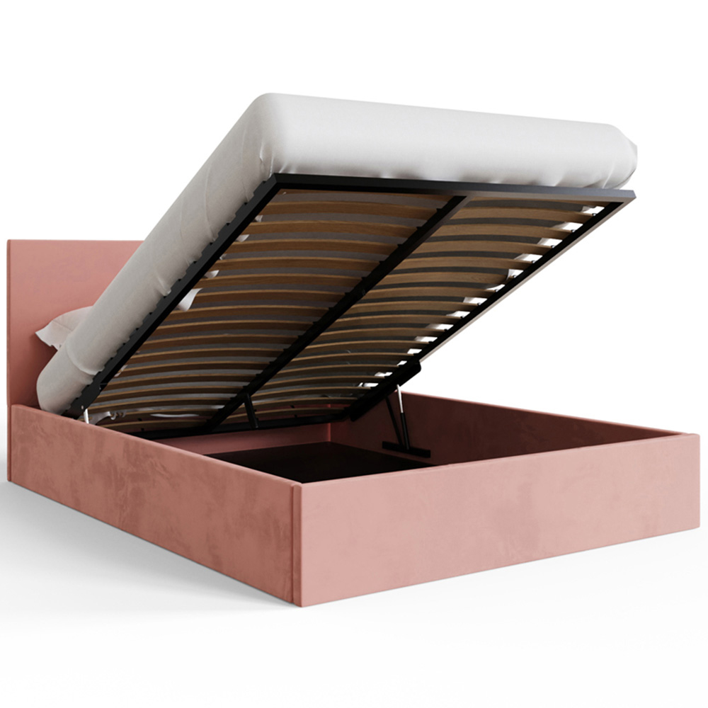 GFW King Size Blush Pink Velvet End Lift Ottoman Bed with Memory Pocket Spring Mattress Image 5