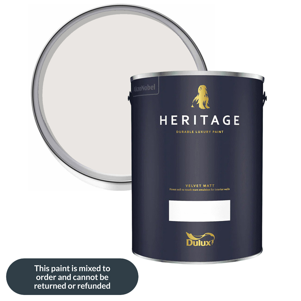 Dulux Heritage Walls and Ceilings Wishbone White Velvet Matt Emulsion Paint 5L Image 1