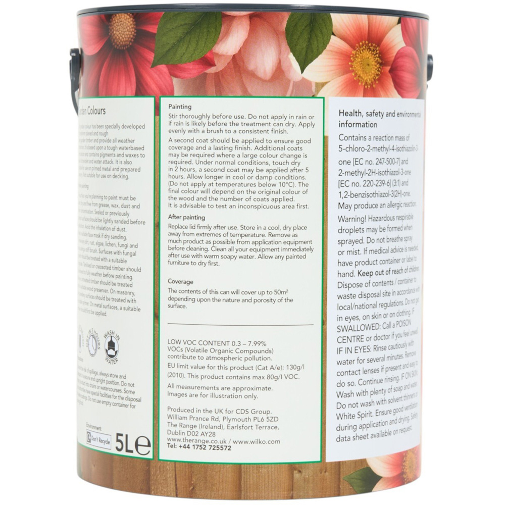 Wilko Garden Colours Coastal Cliff Wood Paint 5L Image 2