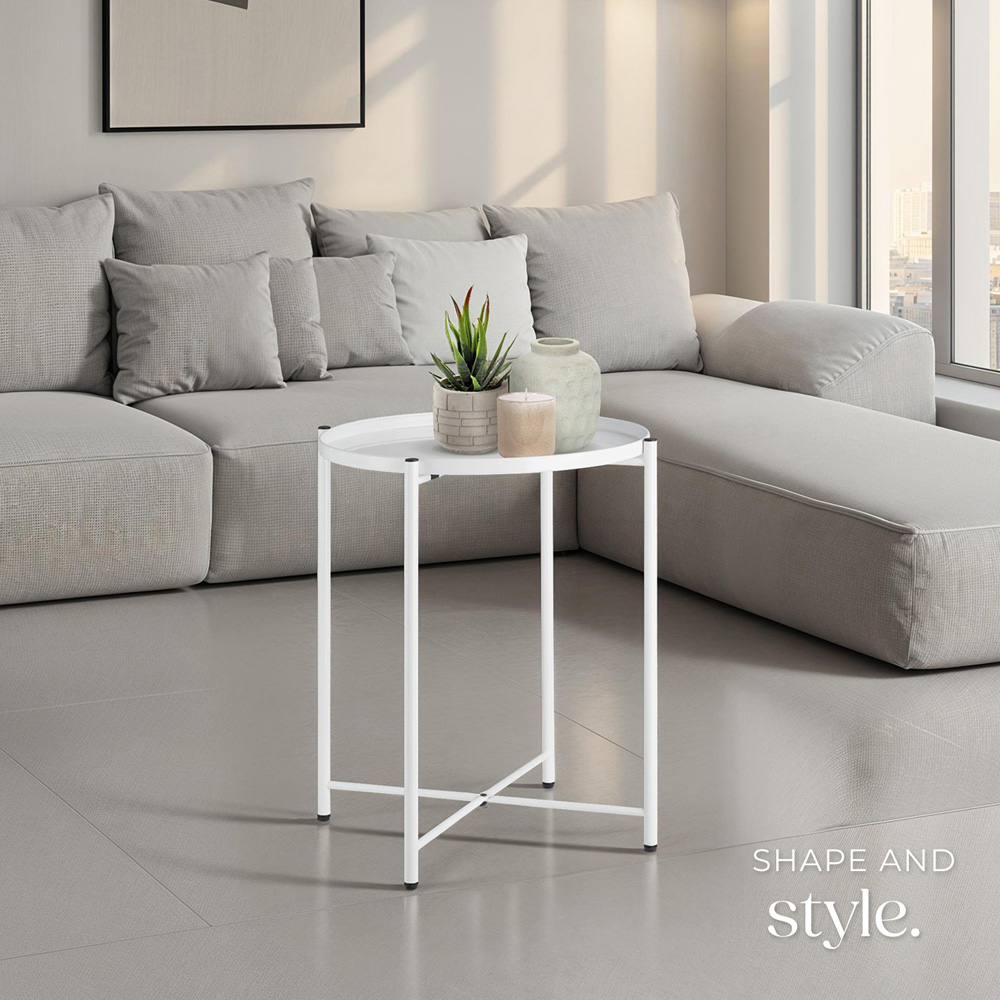 tectake Chester White Round Bedside Table Image 7