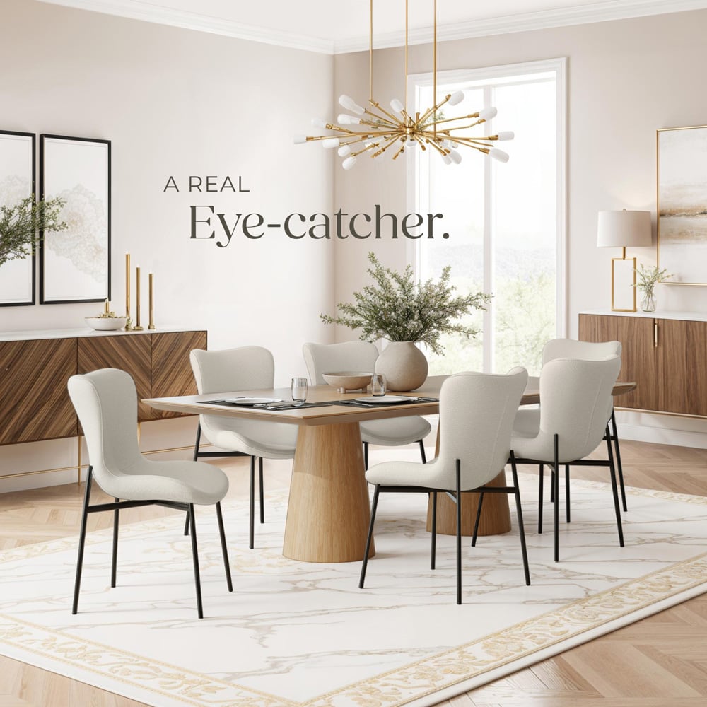 tectake Tessa Off White and Black Woven Fabric Padded Dining Chair Image 3