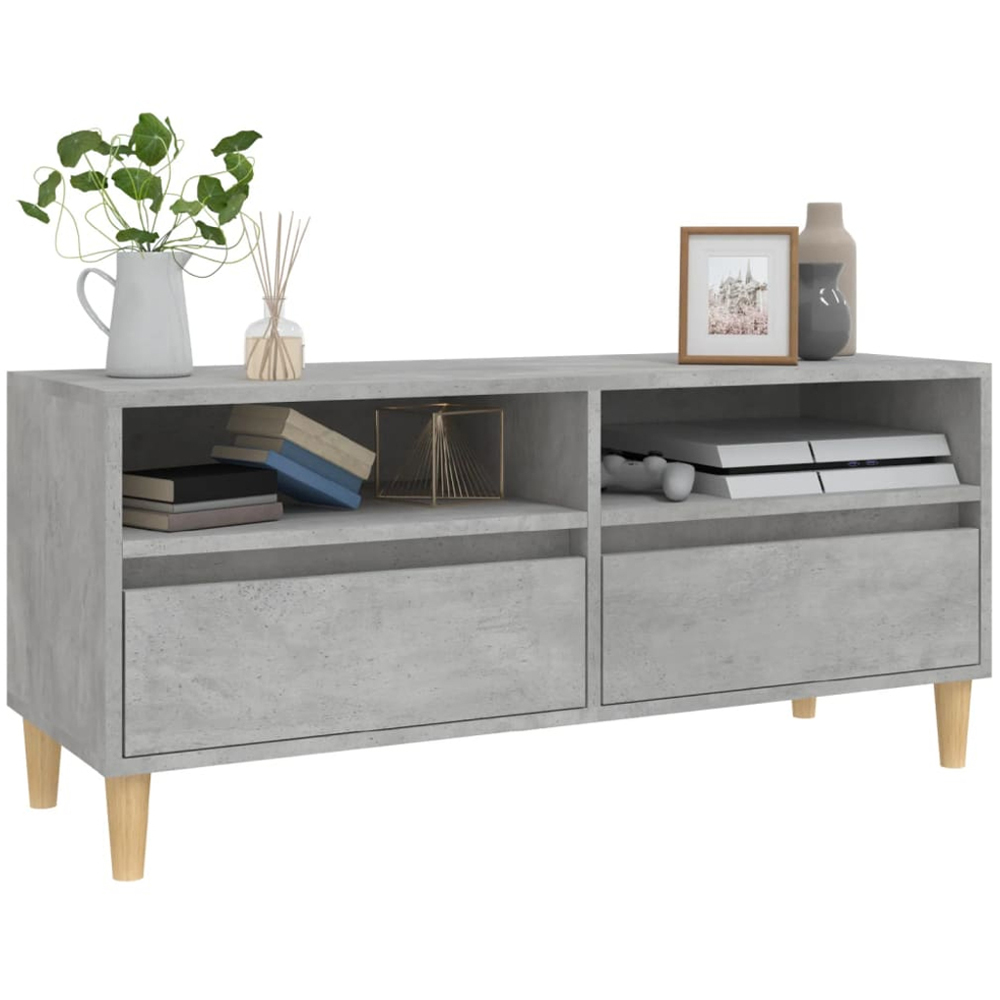 vidaXL 2 Drawer 2 Shelf Concrete Grey TV Cabinet Image 3