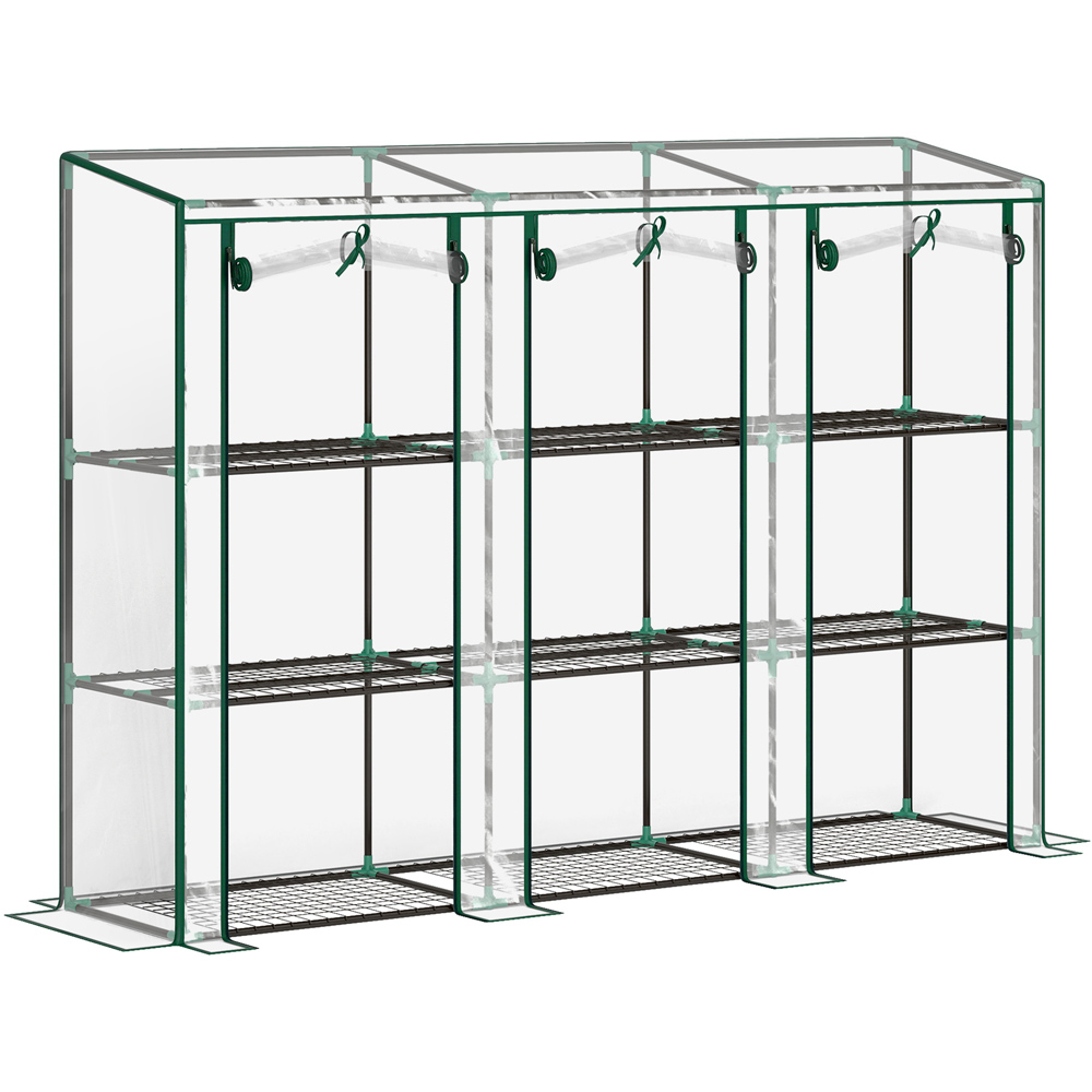 Outsunny Clear 3 Shelf Plastic Cover 7 x 1.5ft Lean To Mini Greenhouse Image 1