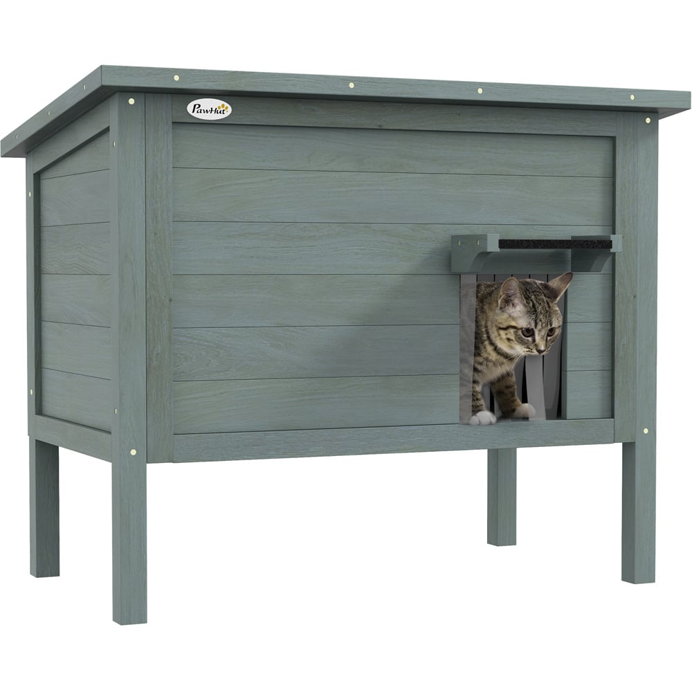 PawHut Charcoal Grey Outdoor Feral Cat House Image 1