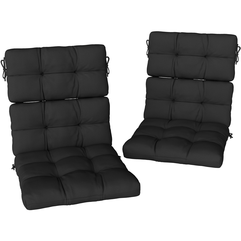 Outsunny Black Garden Seat Cushion with Backrest 2 Pack Image 1