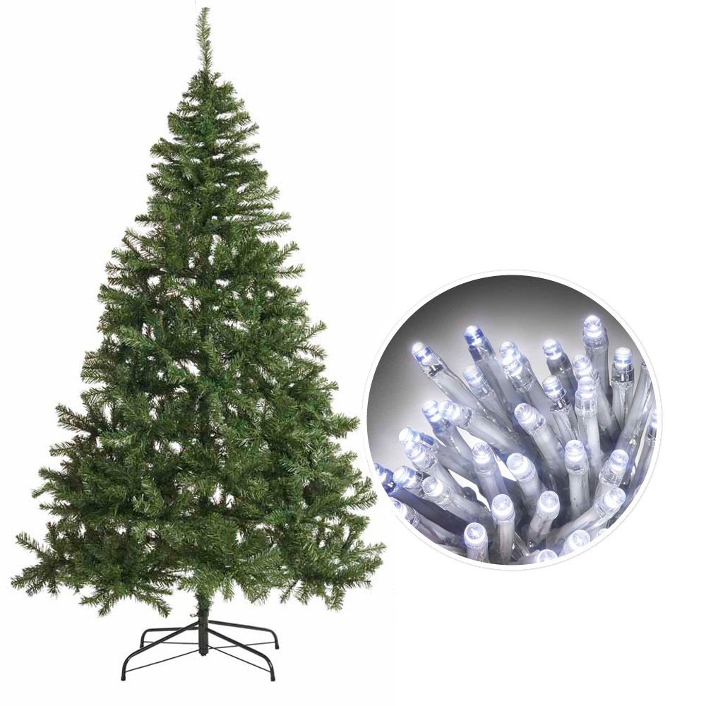 Wilko  7ft Christmas Tree and 600 White Lights Bundle Image 1