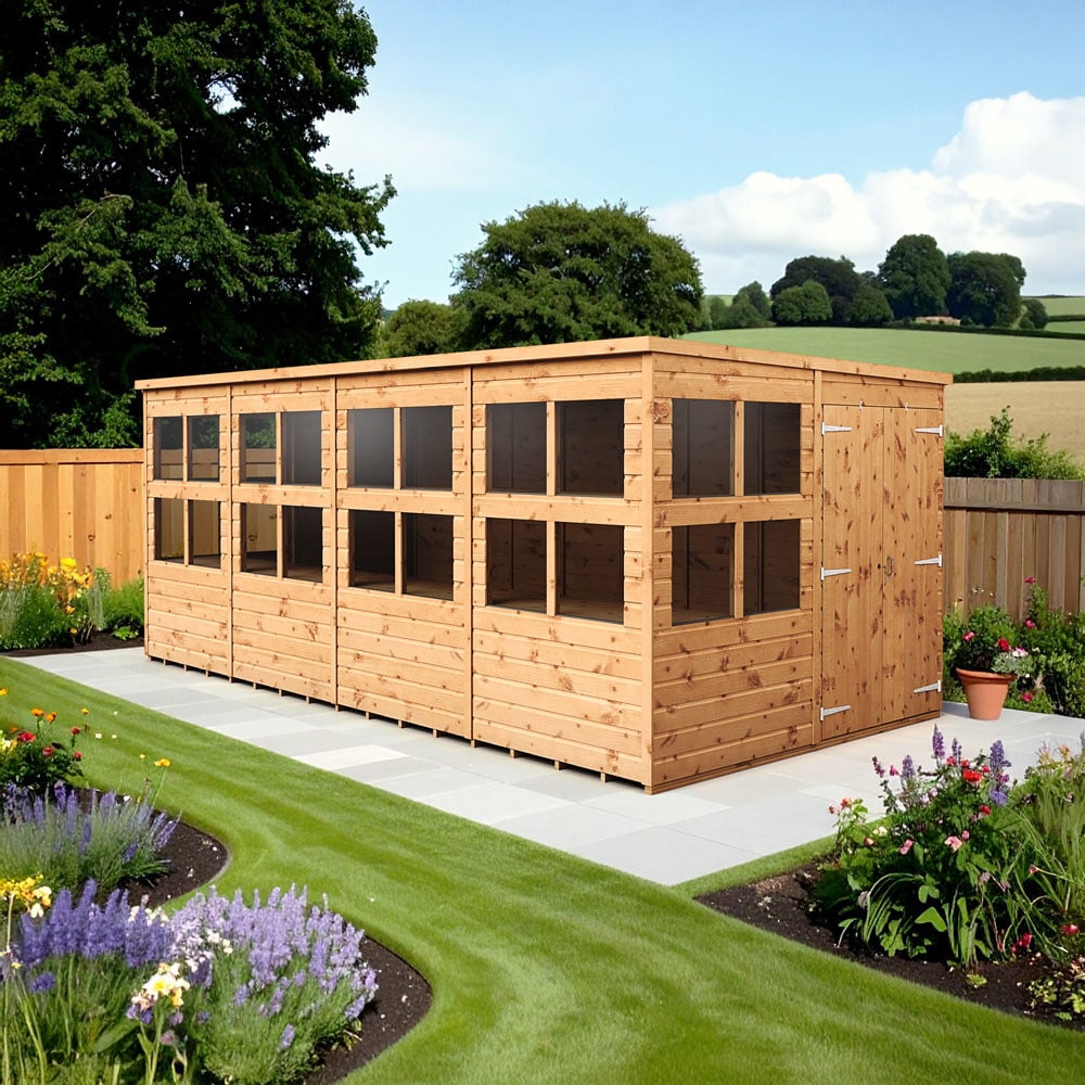 Empire Sheds 16 x 8ft 2 Door Dipped Treated Tongue and Groove Pent Potting Shed Image 2