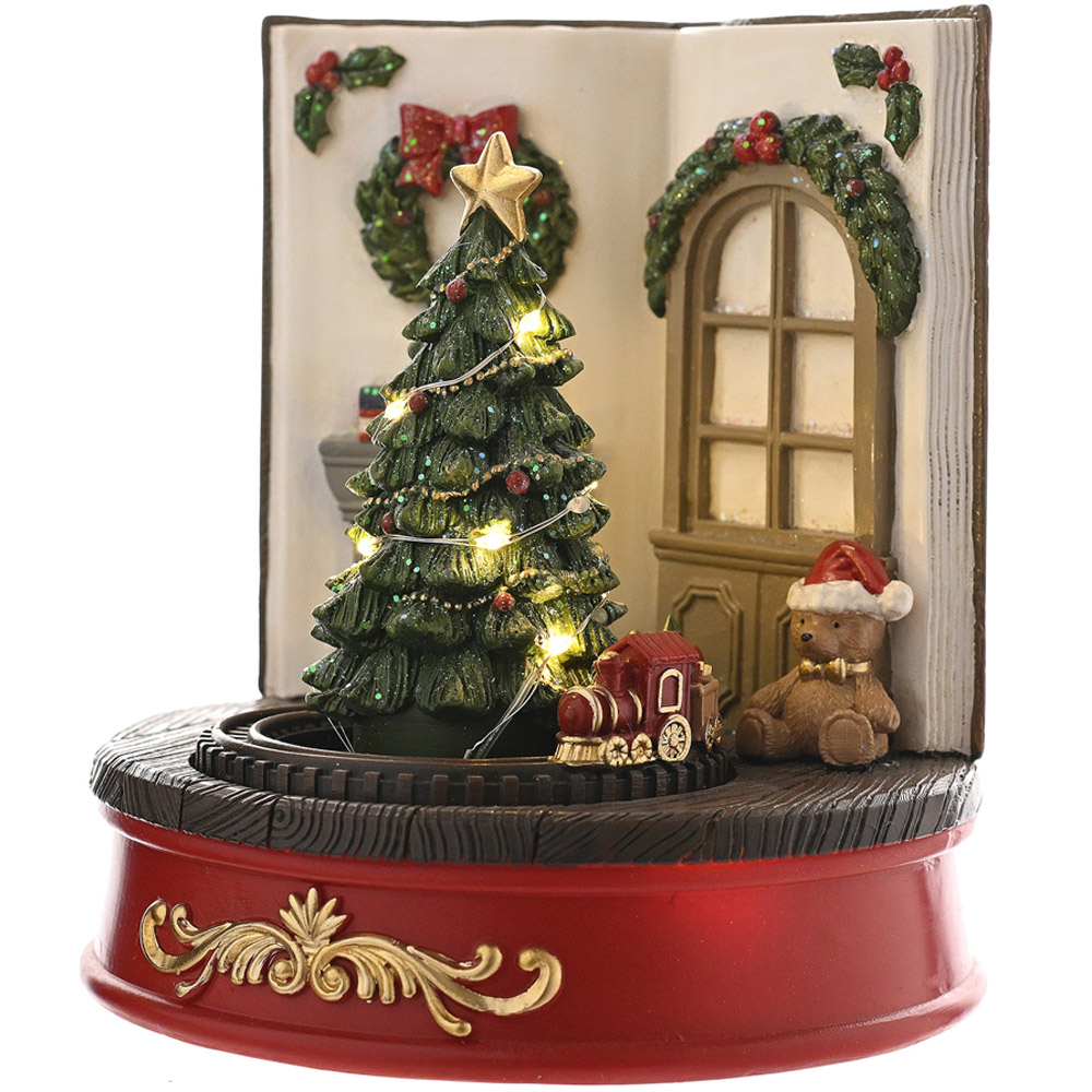 The Seasonal Gift Co Regal Tidings LED Musical Christmas Tree Living Room Scene Decoration 18cm Image 2
