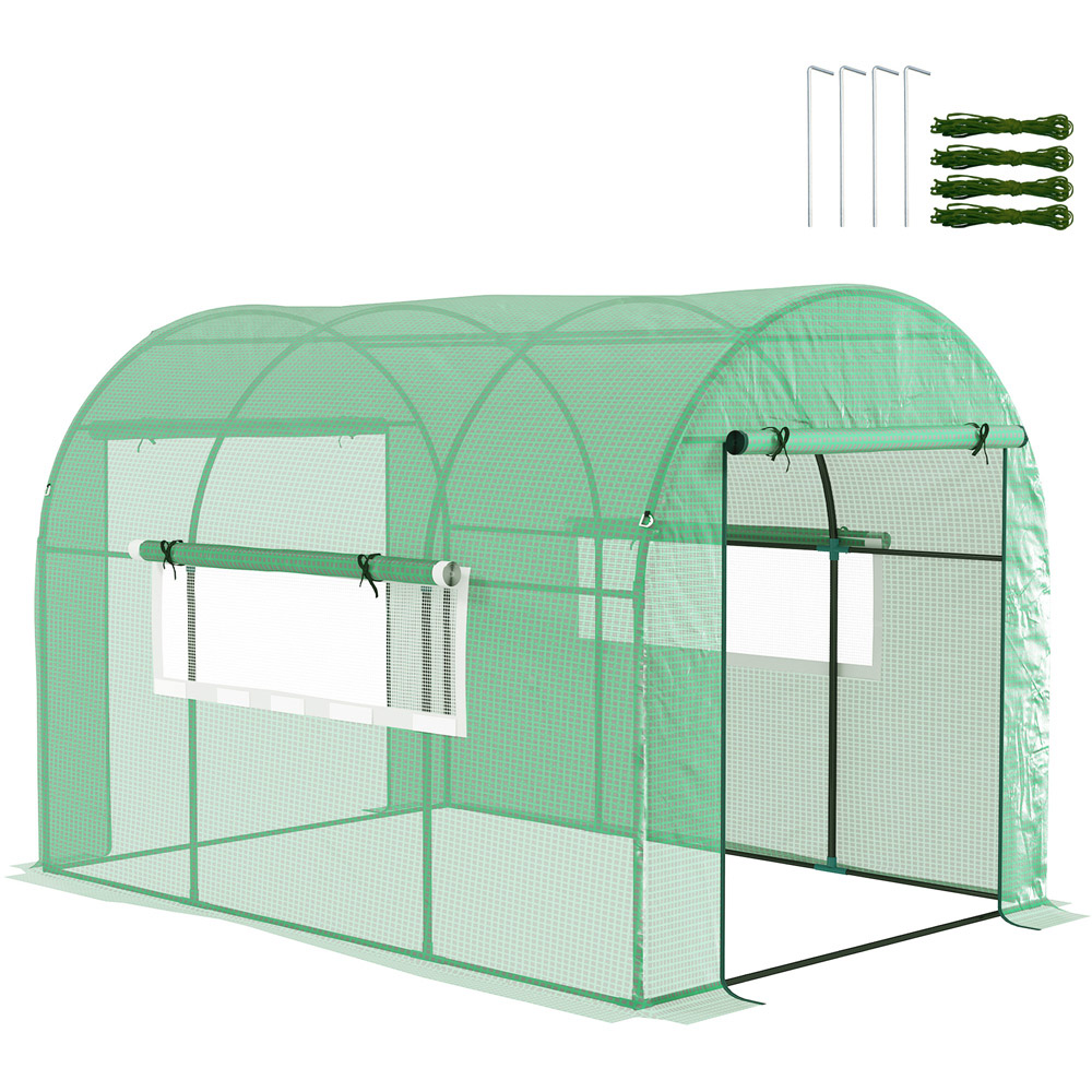 Outsunny 6.5 x 9.8ft Polytunnel Greenhouse with Door and Mesh Window Image 3