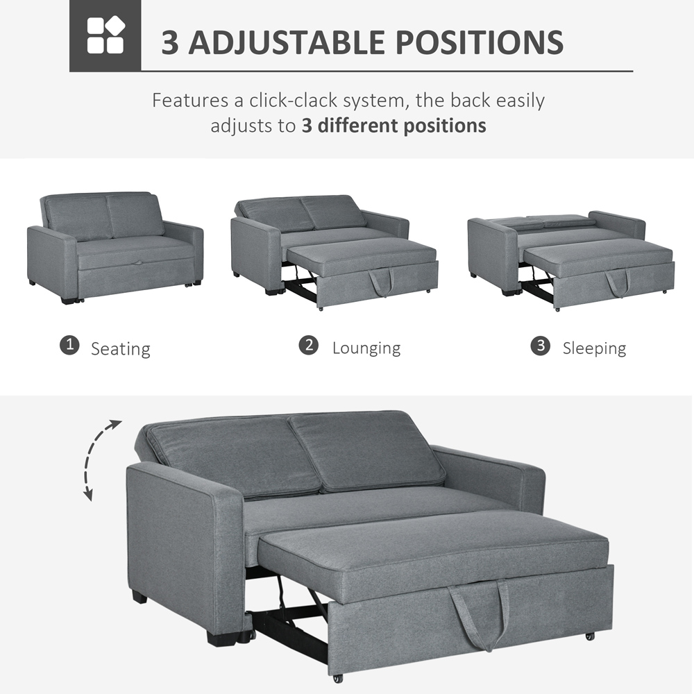 Portland Double Sleeper Grey Linen Touch Sofa Bed Image 6