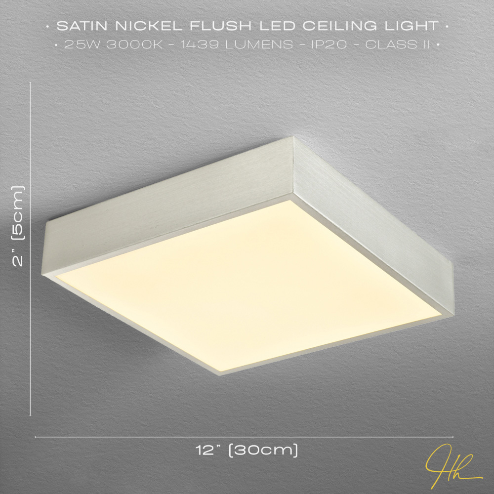 Happy Homewares Brushed Silver LED Flush Square Ceiling Light Image 6
