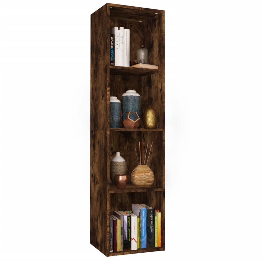 vidaXL 4 Shelf Smoked Oak Bookcase Image 5