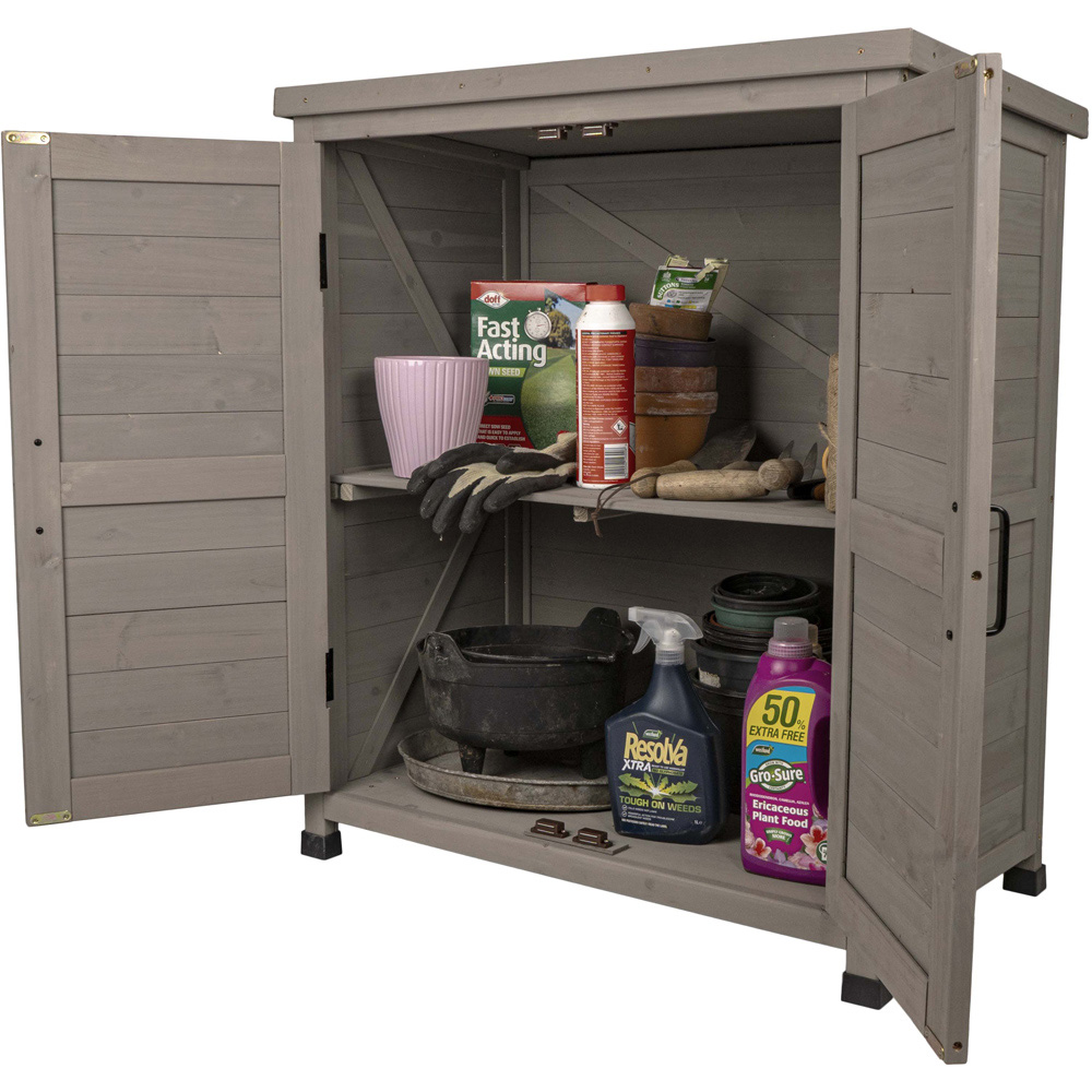 Jack Stonehouse Grey Small Wooden Garden Cabinet Image 5