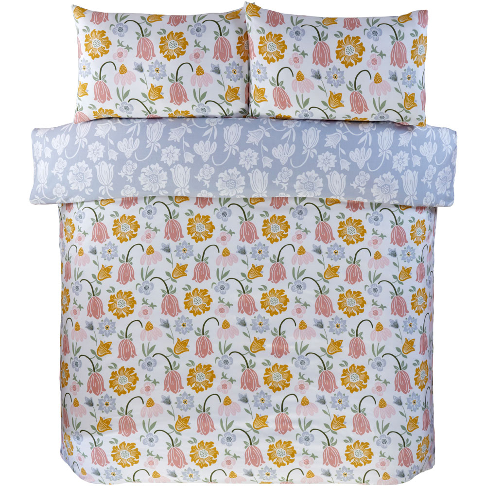 Serene Victorian Bloom Single Multicolour Microfibre Fabric Reversible Duvet Cover Set Image 2