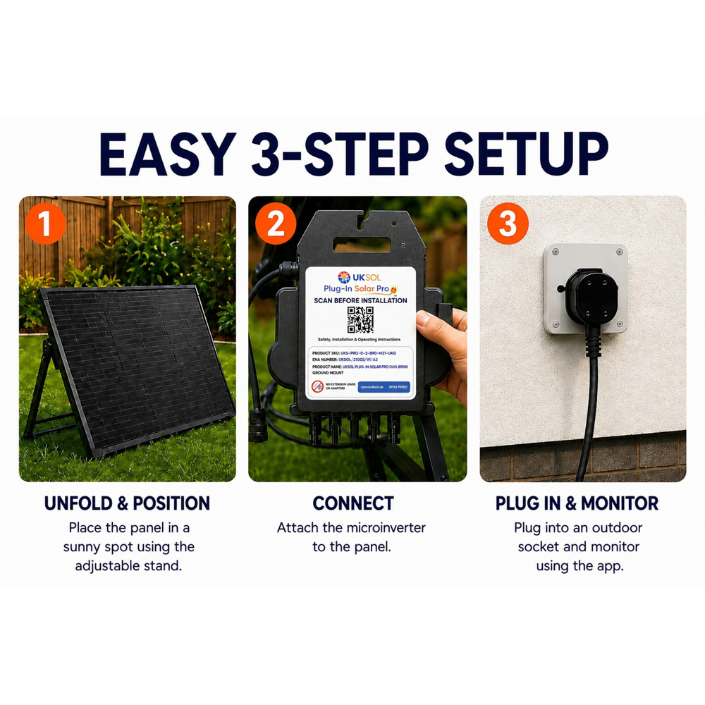 UKSOL Plug-In Solar Pro Duo 2 Panel Hybrid Mount Kit 890W Image 4