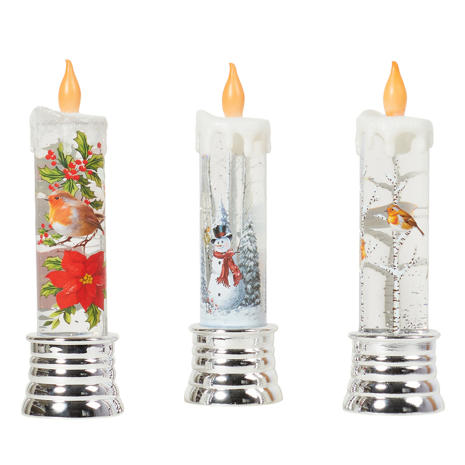 Traditional Glitter Spinning LED Candle Image 1