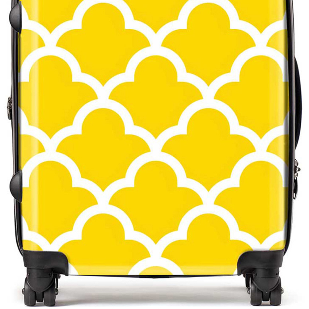 Warren Reed Designer Large Geometric Yellow Quatrefoil Wave Suitcase Image 2