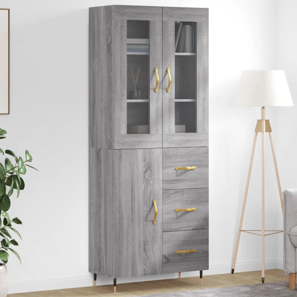 vidaXL 3 Door 3 Drawer Grey Sonoma Highboard Image 1