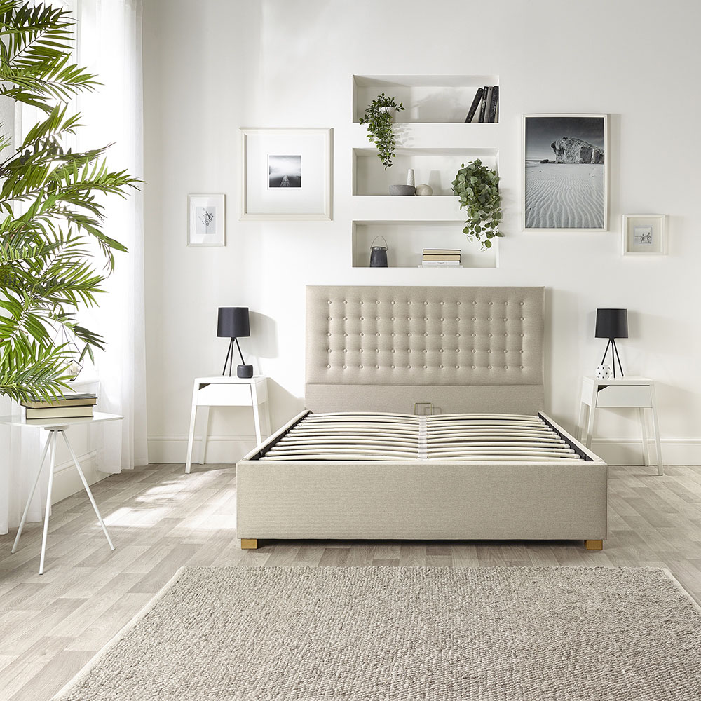 Catherine Lansfield Opulence Small Double Natural Twill Ottoman Bed Image 6