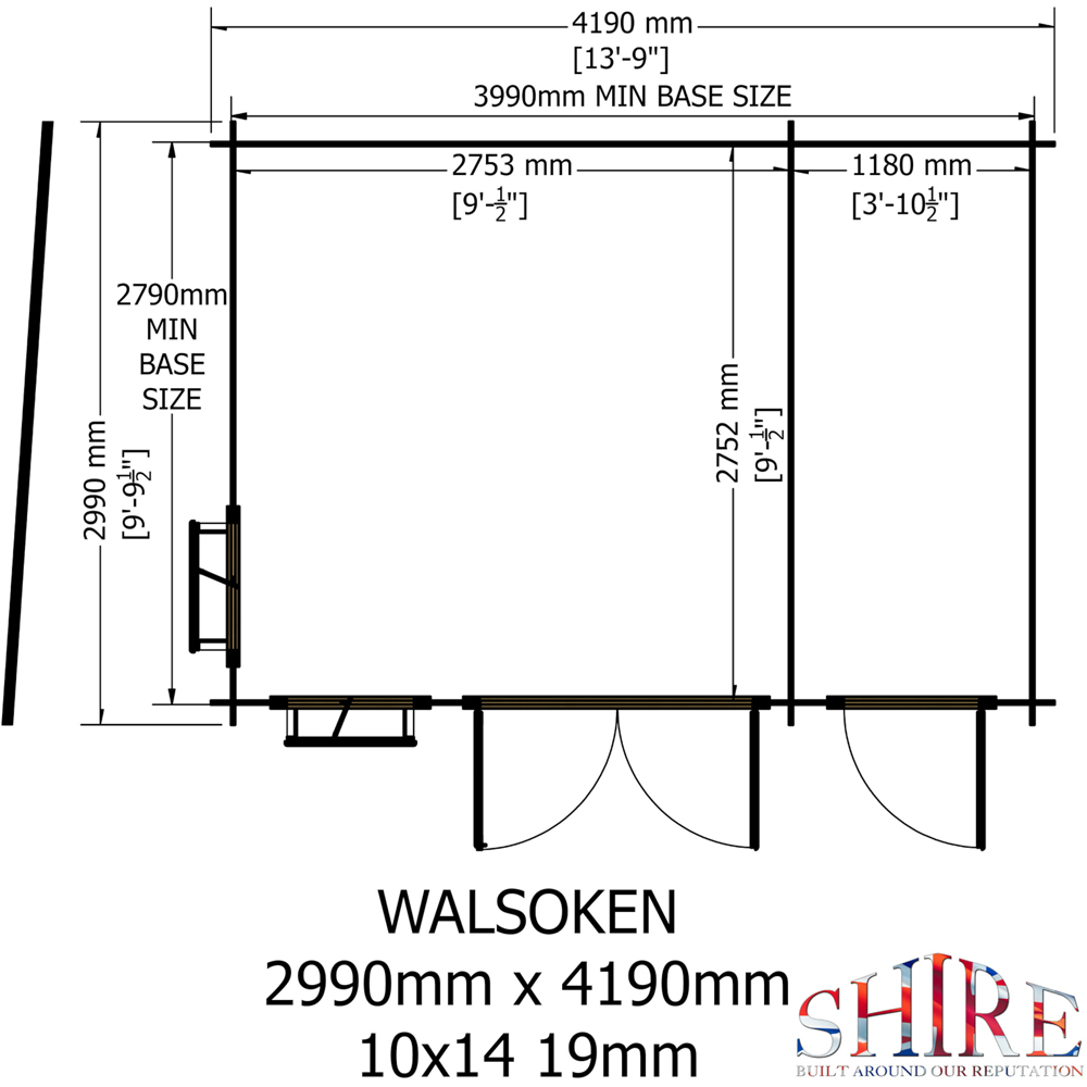 Shire Walsoken 10 x 14ft Dual-Purpose Pent Garden Log Cabin with Integral Storage Image 7