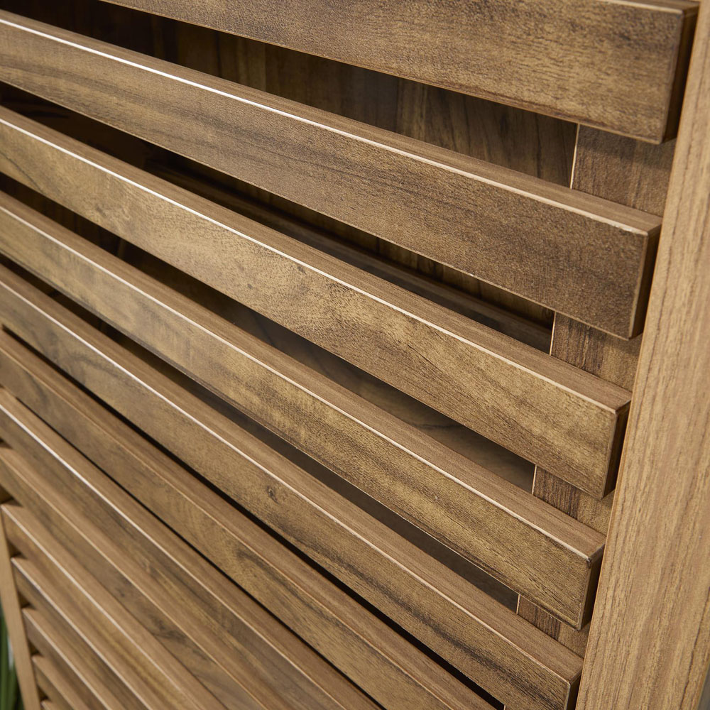 Home Source Luna 3 Flip Down Door Oak Slatted Shoe Cabinet Image 4