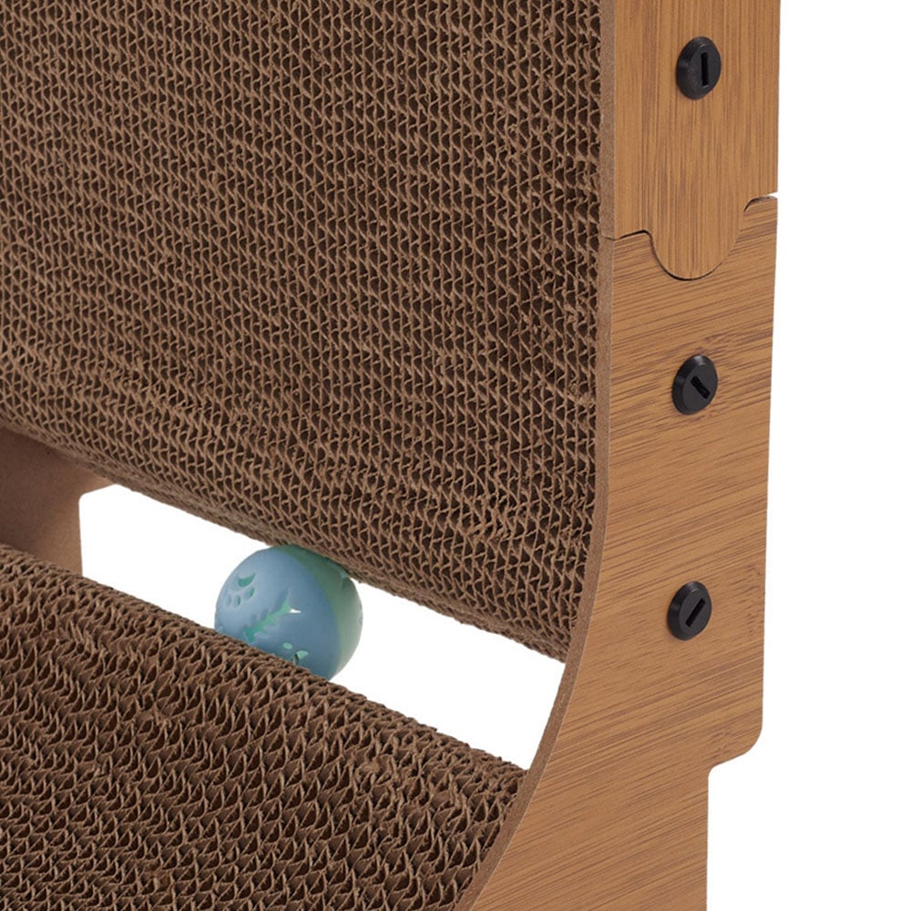 H&O Direct Corrugated L Shaped Cat Scratcher with Ball Toy Image 3
