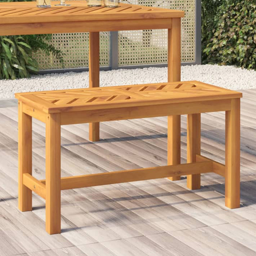 vidaXL Single Seater Solid Wood Acacia Chevron Backrest Garden Bench Image 1