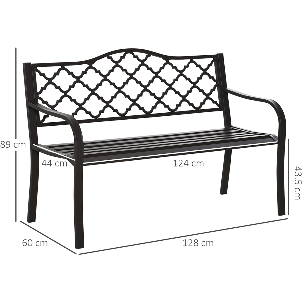 Outsunny 2 Seater Brown Cast Iron Antique Garden Bench with Armrest Image 8