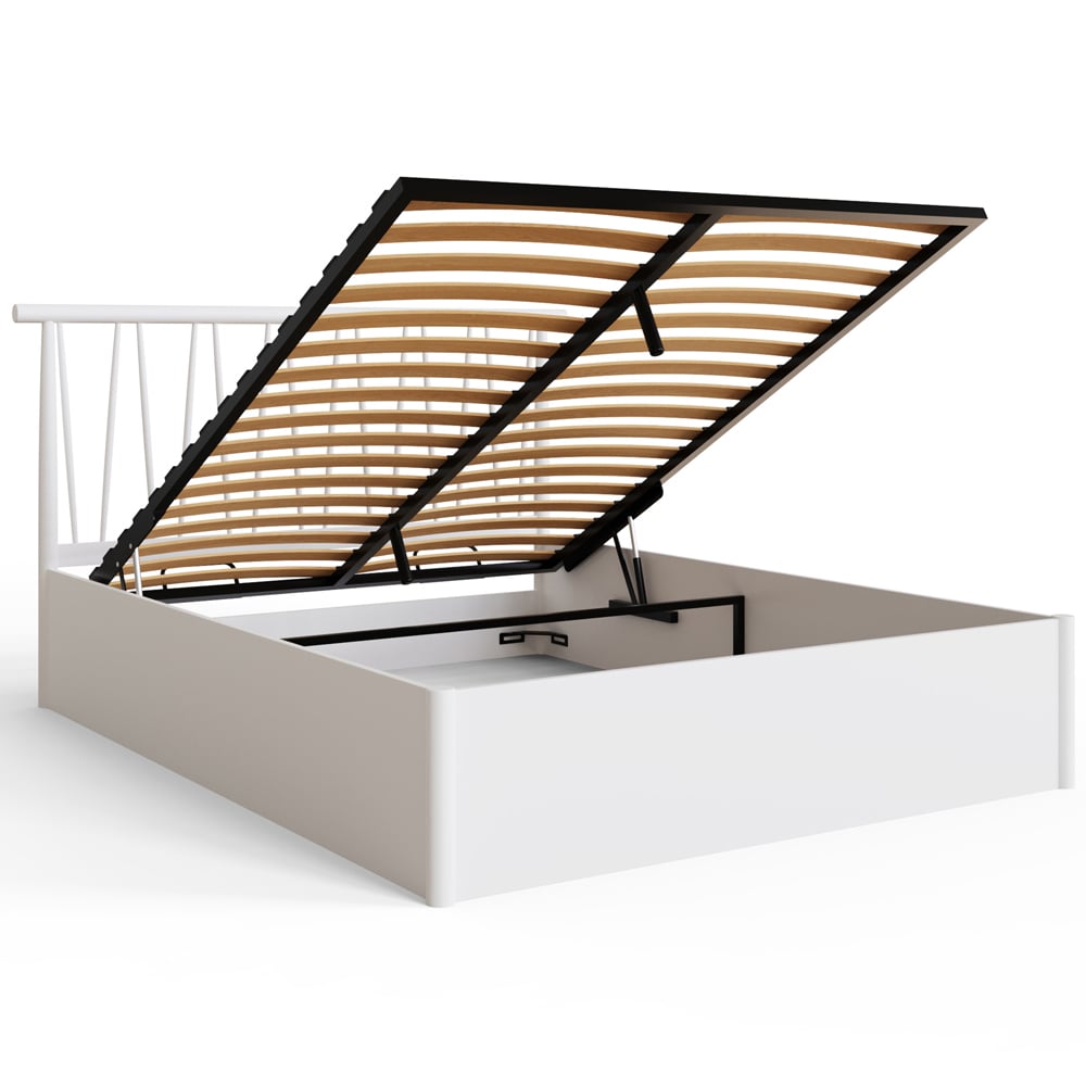 GFW Fusum Double White Spindle Wooden Ottoman Bed Image 4