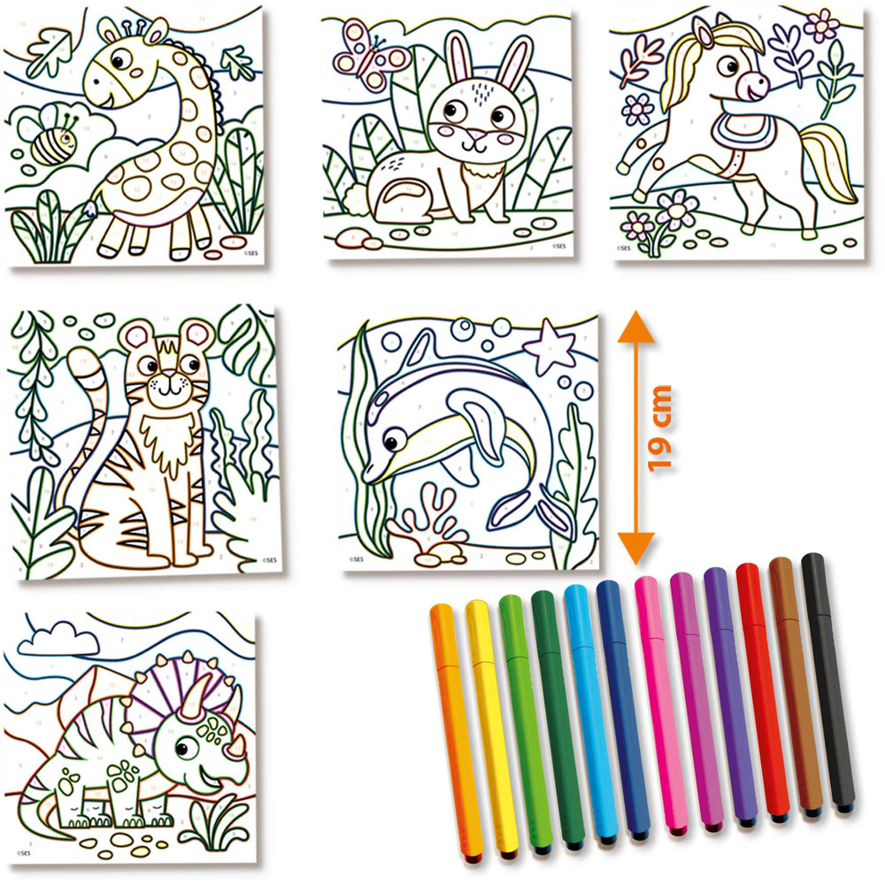 SES Creative Colour By Numbers Triangular Grip Colouring Pens 12 Pack Image 2