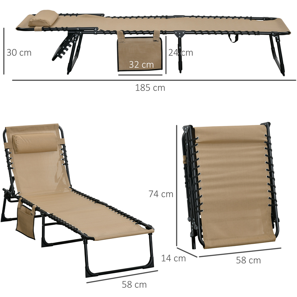 Outsunny Beige Portable Recliner Sun Lounger Image 8